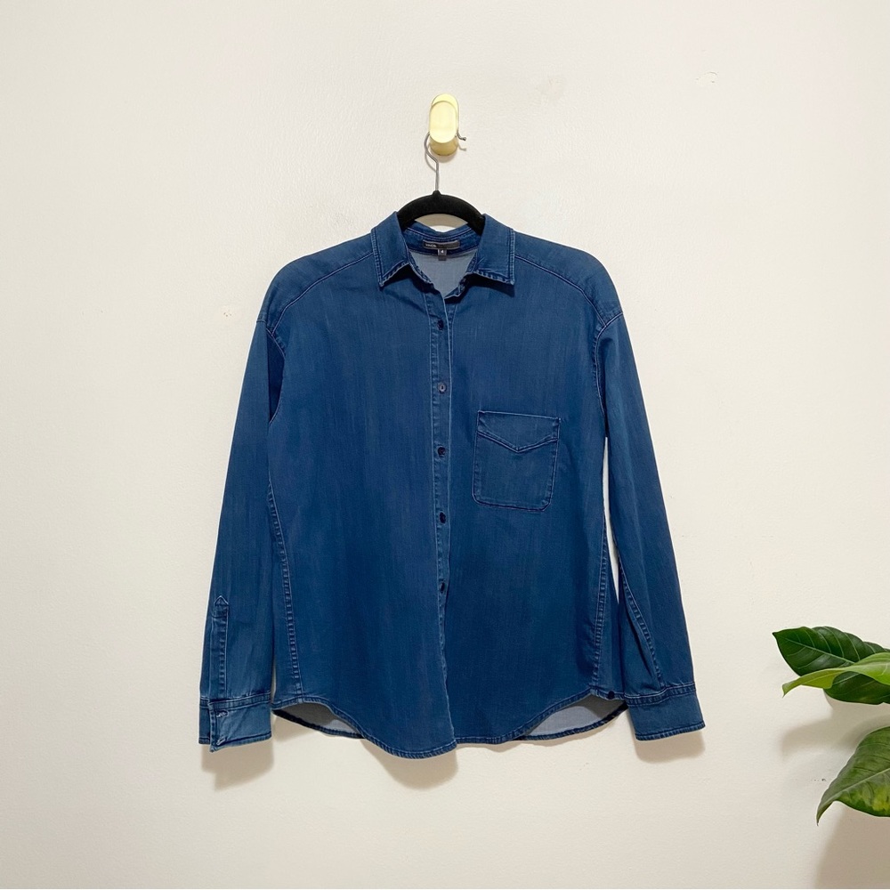 Vince Blue Chambray Denim Long Sleeve Button Down Shirt